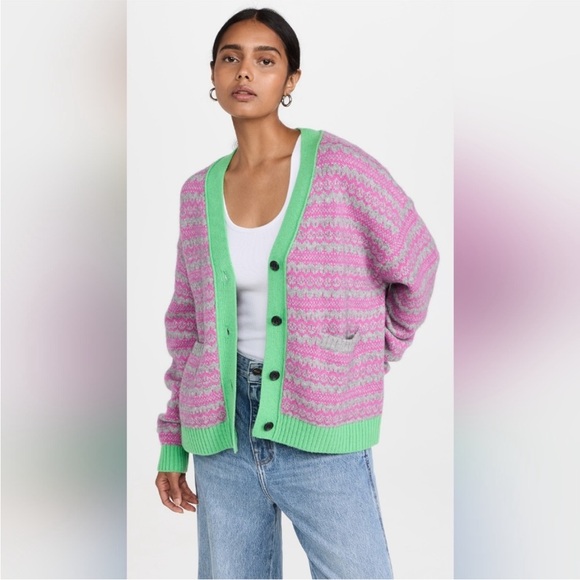 Jumper 1234 Pink and Yellow Cardigan Sweater size 1 UK 6/8 - Picture 3 of 3